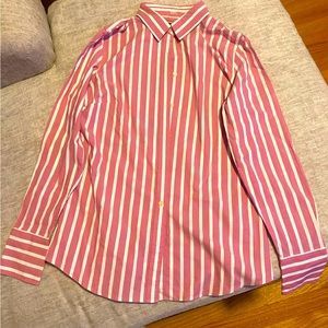Banana Republic pink(mauve)and white striped button down blouse. Size 6 cotton